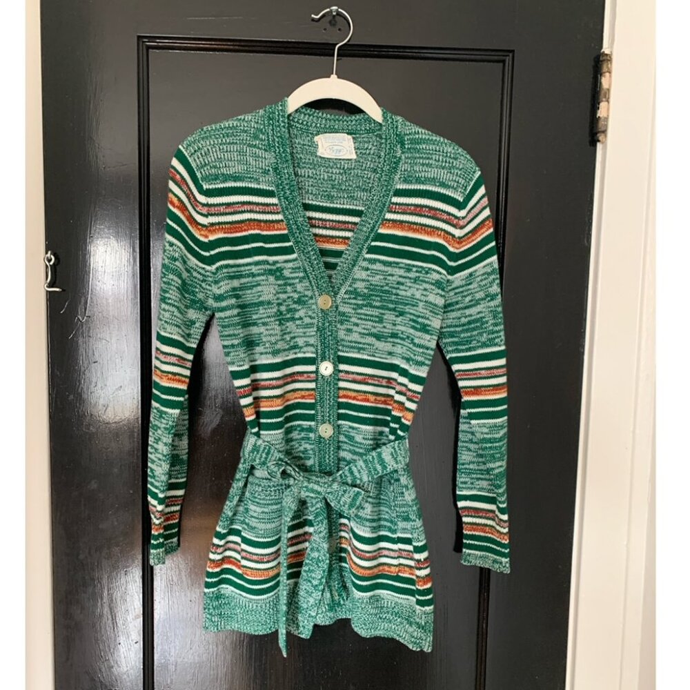 Vintage 1970's  V-neck Belted Cardigan